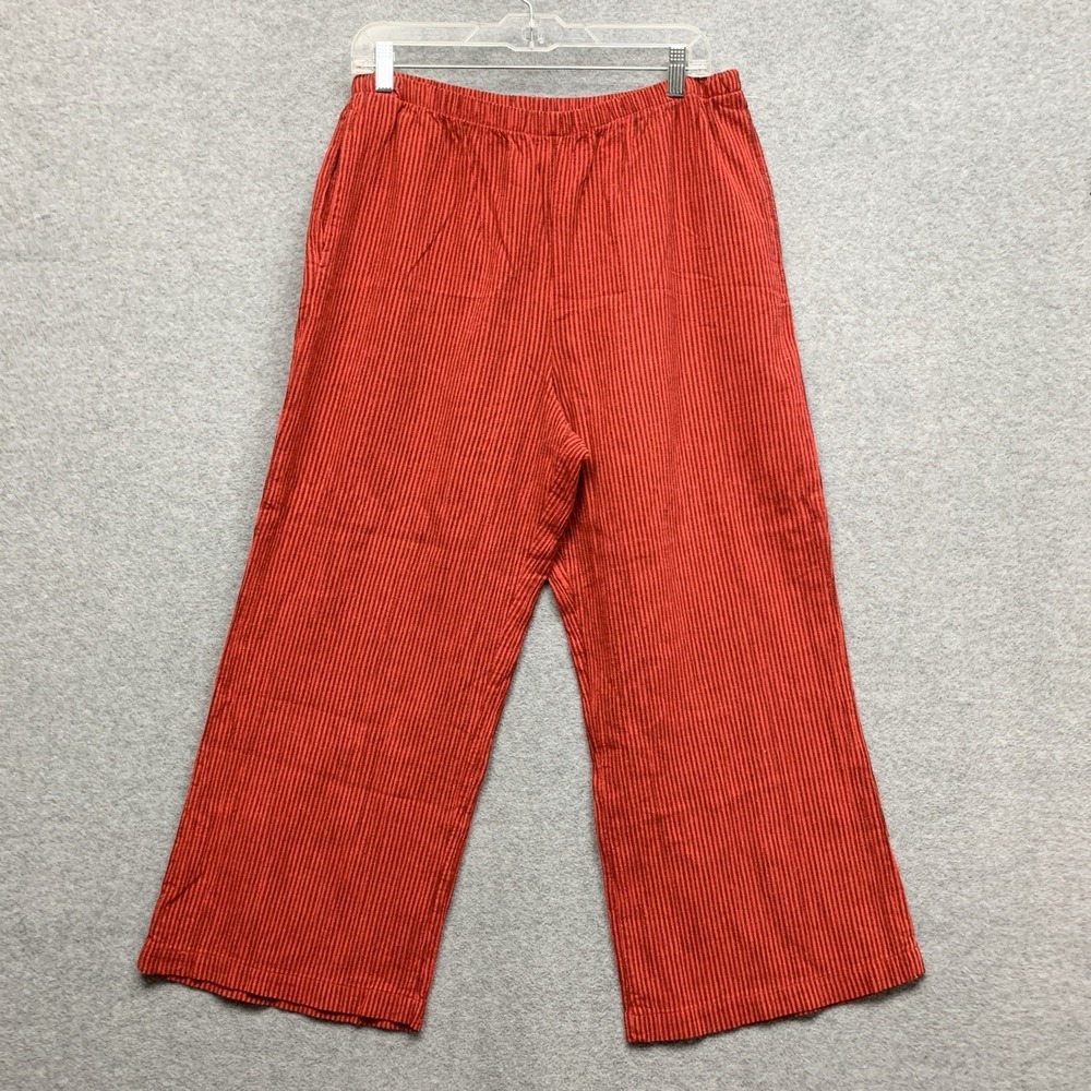 Mill Valley Clothing Linen Blend Wide Leg Pants Sz L Red Black Stripe Lagenlook